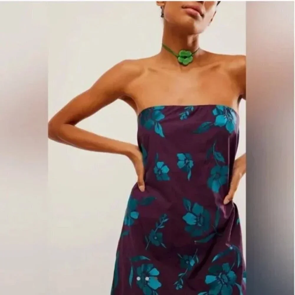 Free People Sonja Mini Tube Dress in Aubergine Combo
